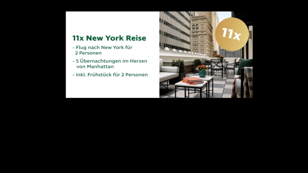 11 Reisen nach NEW YORK, 111 GenussPakete + Snackboard