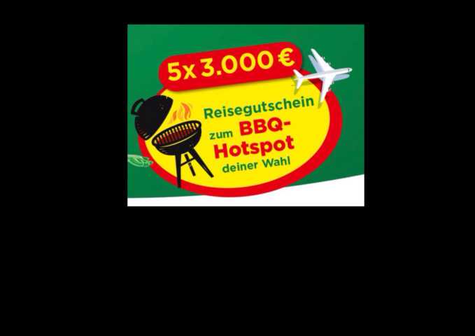 5 Reisegutscheine zu einem BBQ-Hotspot nach Wahl (Wert je 3.000 €uro)